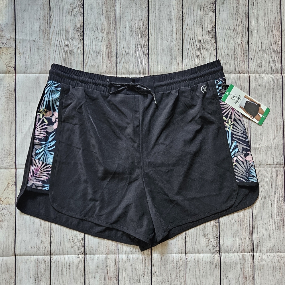 Hurley Black And Palm Print Tropical Shorts